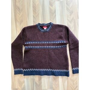 Unionbay Burgundy Wool Blend Fair Isle Knit Sweater Men's Medium